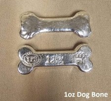 1 oz Dog Bone 999+ Fine Silver Bullion Bar Yeager's Poured Silver - YPS