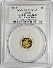 2022 Canada $8 Earth Dragon 1/20 oz Gold PCGS PR70DCAM FDOI Susanna Blunt