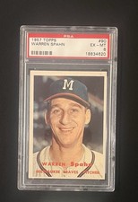 1957 Topps #90 Warren Spahn HOF PSA Graded 6 - EX-MT Vintage Baseball Card