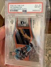 Upper Deck 2005-06 The Cup Joe Thornton Limited Logos Auto Mem /50 #LL-JO PSA 8