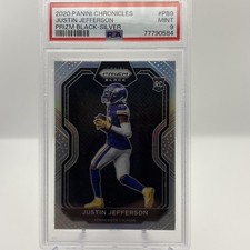 2020 PANINI CHRONICLES JUSTIN JEFFERSON #PB9 PRIZM BLACK-SILVER PSA 9 ROOKIE RC