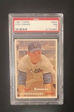 1957 Topps #284 Don Zimmer PSA Graded 7 - NM Vintage Baseball Card 