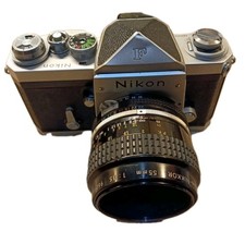 Nikon F Body 35mm Film Camera Vintage Penta Prism Micro-Nikkor Lens 55mm 1:3.5 