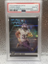 2024 Panini Donruss Optic Play Action Aaron Jones #12 Black Pandora /25 Psa 10