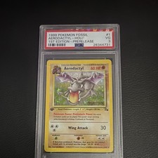 Nintendo 1999 Fossil Aerodactyl 1/62 English Holo 1st Ed Prerelease PSA 3