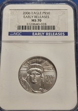 T 2006 $50 1/2 oz American Platinum Eagle NGC MS70 Early Releases