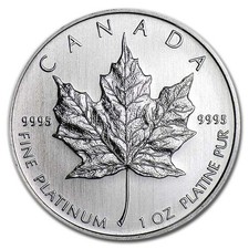 1 oz Canada Platinum Maple Leaf Coin BU (Random Year) .999 Fine