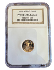 1998-W $5 GOLD EAGLE 1/10 Oz. G$5 NGC PF70 PF-70 PROOF PR70 CAMEO