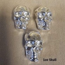 1 oz Skull 999+ Fine Silver Bullion Bar by Yeager's Poured Silver - YPS
