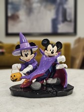 Disney Mickey & Minnie Mouse Halloween Witch Figurine Purple Cape Hat Pumpkin