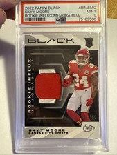 2022 Panini Black Rookie Influx Materials Skyy Moore #RIM-SMO/150 (MEM RC) PSA 9