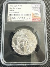 2022 $100 American Platinum Eagle NGC MS70 FDI Cabral Signed 1 oz .9995 Platinum