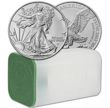 2023 American Silver Eagle 1 oz $1 1 Roll Twenty 20 BU Coins in Mint Tube Sealed