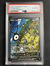 2022 POKEMON SWORD & SHIELD SILVER TEMPEST #177 FULL ART/UNOWN V PSA 10