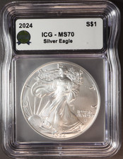 2024 American Silver Eagle ICG MS70 $1 1oz .999 Silver Coin