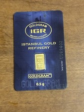 IGR 1/2 gram 999.9 fine gold bar in assay card