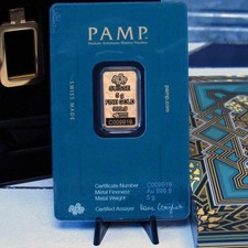 5 Gram Gold Bar - PAMP Suisse - Arabian Falcon .9999 Fine Sealed in Assay w/ Box