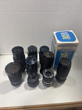 Lot of 10 Assorted Mount Vintage Camera Lenses Vivitar Tamron Kiron Tokina More