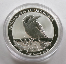 2021 $1 Australian Kookaburra 1 Troy oz .9999 Fine Silver Coin