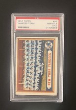 1957 Topps #97 Yankees Team Card PSA Graded 8 - NM-MT OC Vintage Baseball Card
