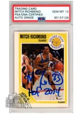 Mitch Richmond HOF 2014 1989 Fleer Basketball Auto Rookie Card #56 PSA/DNA 10