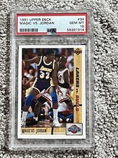 PSA 10 GEM MINT BASKETBALL CARD 1991 UPPER DECK MAGIC VS. MICHAEL JORDAN HOF