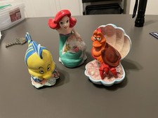 DISNEY SEBASTIAN, THE LITTLE MERMAID, FLOUNDER Ceramic Porcelain Figurine Japan