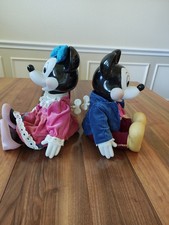 Vintage Disney Musical Mickey Mouse and Minnie Mouse Bisque Musical Figures 