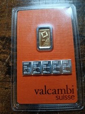 1g Gold Valcambi Suisse 999.9 Fine Gold Bar & 5-1g Silver Valcambi Bars Last 1