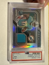 2021 Panini Prizm Premier Jerseys Jaylen Waddle #PJ-8 (MEM, RC) PSA 9