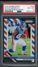 2018 Panini Prizm Saquon Barkley #202 RWB Red White Blue SP RC Rookie PSA 8