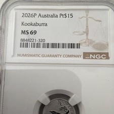 Australia 2026 $15 Platinum Kookaburra 1/10 oz NGC MS69 8848221-320