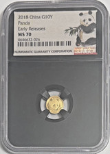 2018 China G10y 1-gram Gold Panda - NGC MS70 Early Release