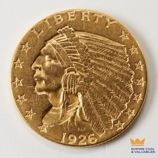1926 $2 1/2 Dollars Gold Indian Head Coin AU/BU *CB
