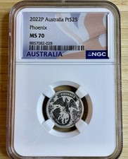2022 P Australia Pt$25 MS70 Phoenix 1/4 oz  Platnium Coin