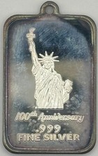 Vintage Statue of Liberty 5 Gram Silver Bar - 100th Anniversary 1986