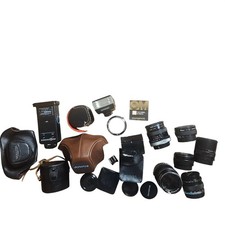 Lot of Vintage Camera Lens & Accessories Olympus Zuiko 75-150mm Vivitar Flash