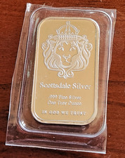 .999 Fine Silver Bar 1 oz- Scottsdale Silver - Uncirculated - FREE SHIP