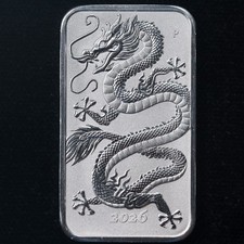 2026 Australia 1 Ounce Silver $1 Dragon Bar BU OGP - STOCK