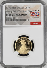 1776-2026 W G$10 1/4 oz Proof Gold Eagle NGC PF70 Ultra Cameo w/OGP & COA "WOW"