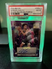 2023-24 Panini Recon Dereck Lively Rookie Autograph Purple /49 PSA 8