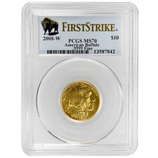 2008 W American Buffalo Gold Coin PCGS MS70 First Strike $10 Gold
