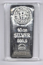 NADIR 10oz .999 Fine Silver Bar w/ Certificate Serial #D56345 Capsule 