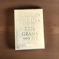 SMI 7.776 Gram .999 Fine Silver Bar Bullion Made in USA