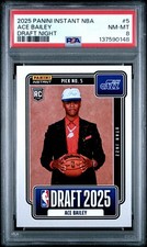 Graded 2025 Panini Instant Ace Bailey #5 Rookie RC Basketball Card PSA 8 NM