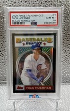 2020 Topps Finest Flashbacks Nico Hoerner Black Refractor Rc #’d /25 PSA 10