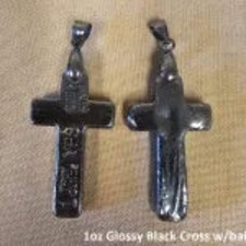1 oz Black Cross w/bail 999+ Fine Silver Bullion Bar Yeager's Poured - YPS