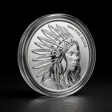 1 oz Silver Round Buffalo Girl .999 Silver Bullion Round-WIth Capsules