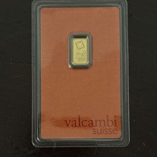 Valcambi Suisse 1g .9999 Fine Gold Bar in Assay Card, Serial AA818724