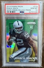 2014 PANINI PRIZM KHALIL MACK #218 ROOKIE NEON GREEN YELLOW RC SP PSA 10 RAIDERS